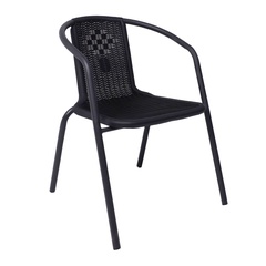 Кресло садовое VERONA PE искусственный роттанг-черный/сталь-черная 
