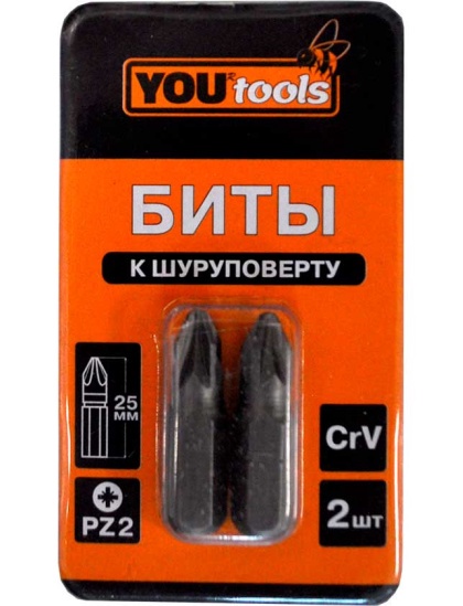 Бита YOURTOOLS PZ2х25мм 2шт 