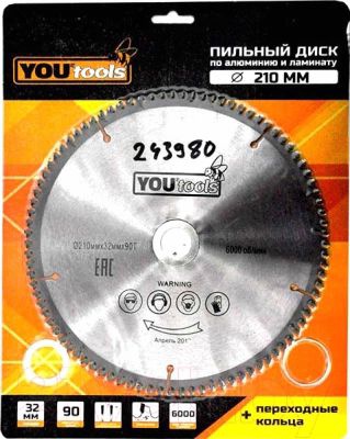 Диск пильный, т/с алюм, YOURTOOLS Z90 210/32мм 