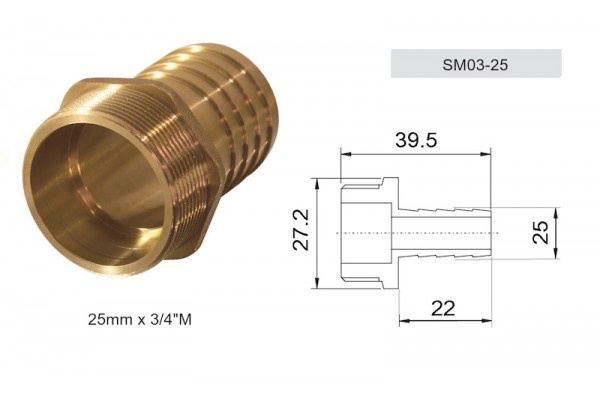 Штуцер 3/4 Мх25 латунь TIM