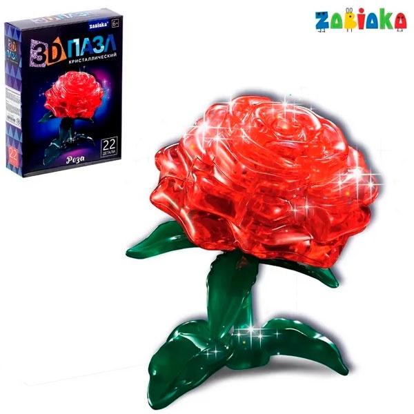 Игра пазл ZABIAKA "Роза"3D 22 детали SL-7027B микс 18см арт.1353925 
