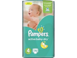 PAMPERS Подгузники Active Baby-Dry Maxi (9-14 кг) Джамбо Упаковка 70