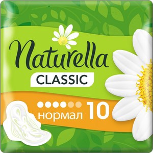 NATURELLA Classic Женские гигиенические прокладки с крылышками Camomile Normal Single 10шт