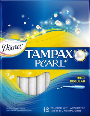 TAMPAX Discreet Pearl Тампоны женские гигиенические с аппликатором Regular Duo18шт