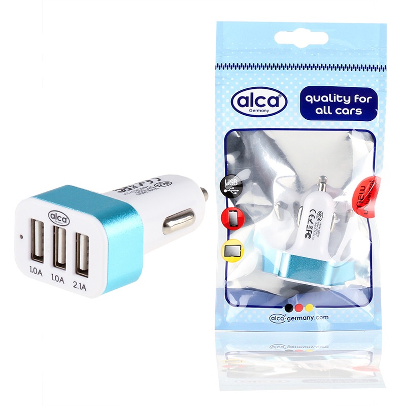 Переходник прикуривателя 3USB 12В бело-синий 510/54 Alca