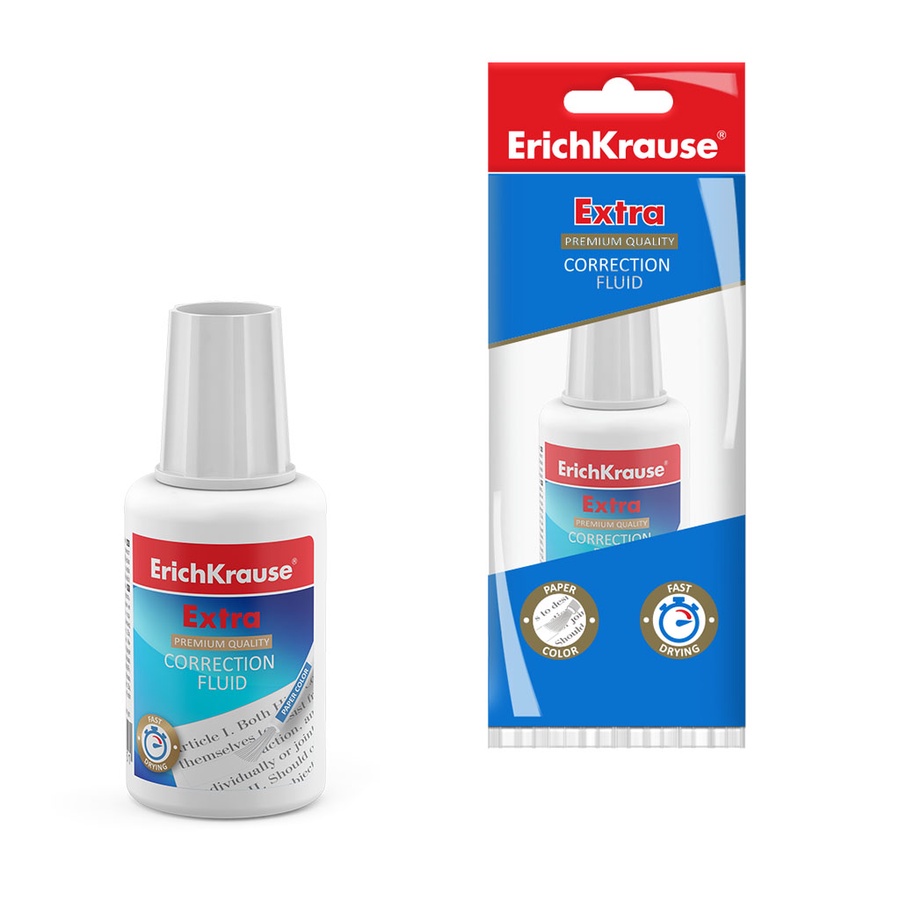Корректирующая жидкость с кисточкой E richKrause® Extra, 20г в пакете 1 шт
