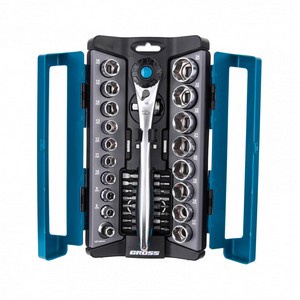 Набор торцевых головок, трещотка 120 зубьев, 36 предметов, 1/2&quot;, 3/8”, CrV Gross