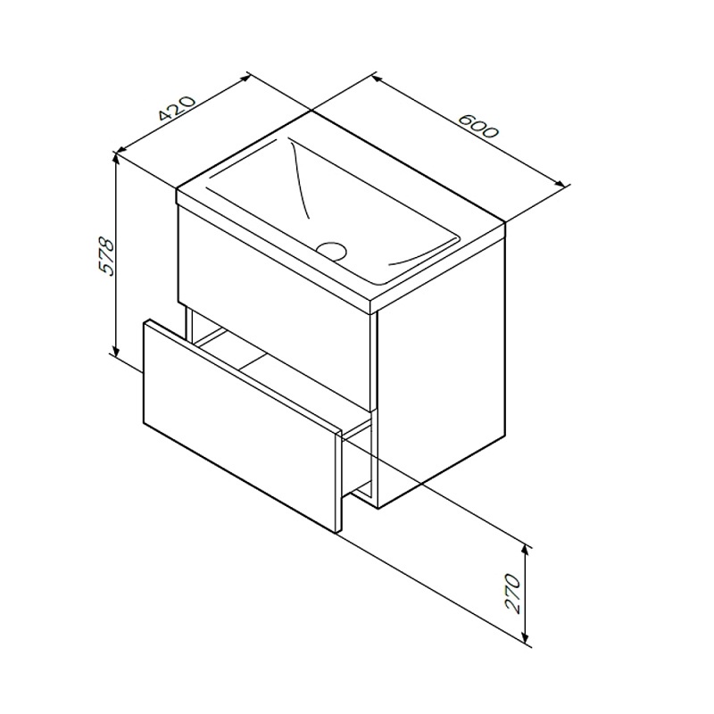 Тумба под умывальник push-to-open, 60 см, подвесная, AM.PM Gem M90FHX06022WG 