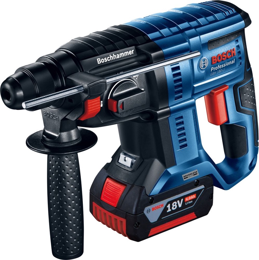 Аккум. перфоратор BOSCH GBH 180-LI в чем. (18.0 В, 1 акк., 4.0 А/ч Li-Ion, 2.0 Дж, вес 2.3 кг,)