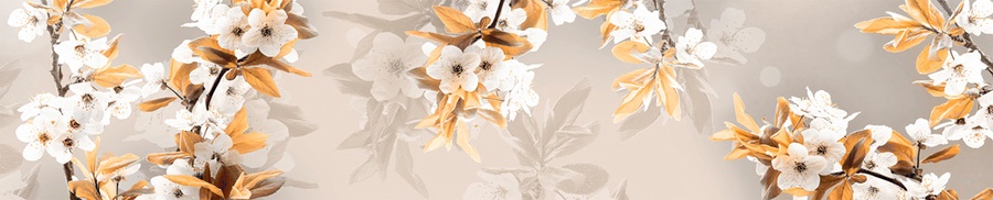 Интерьерная панель "Цветы №55 ветки вишни" 3000*600*1,5 мм на основе  АВS-пластика ЛАК