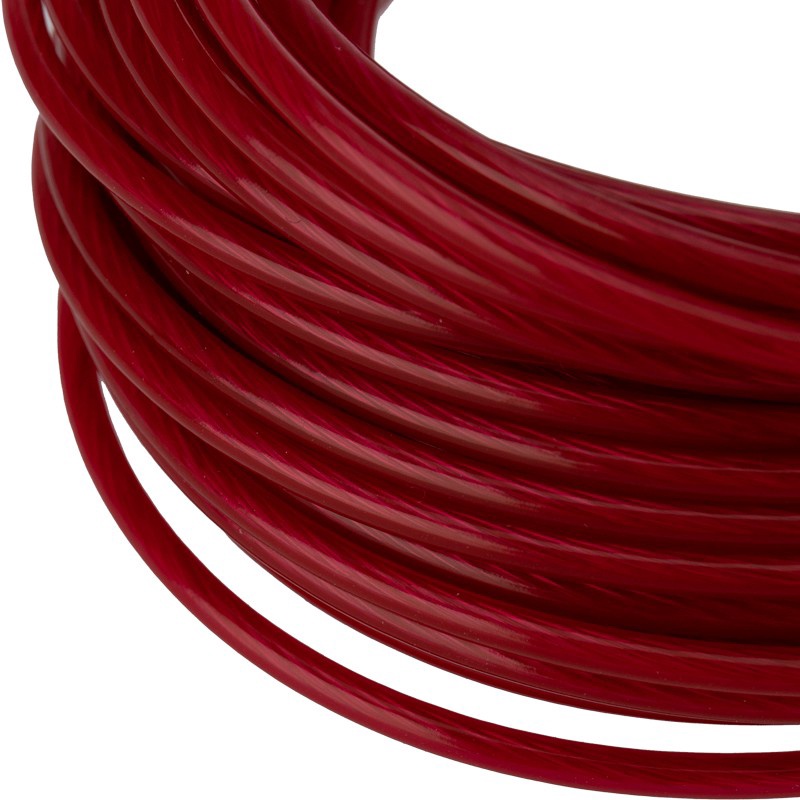 Трос стальной в ПВХ оплетке d=2,5 мм, красный ( моток 20 м)  REXANT