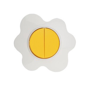 Выключатель двухклавишный KRANZ HAPPY Яичница скрытой установки, желтый/белый.