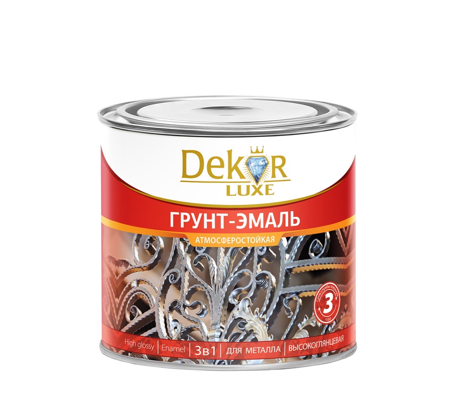 Грунт-эмаль Dekor 3 в 1 алкидная желтая 1.9кг арт. 49-544 