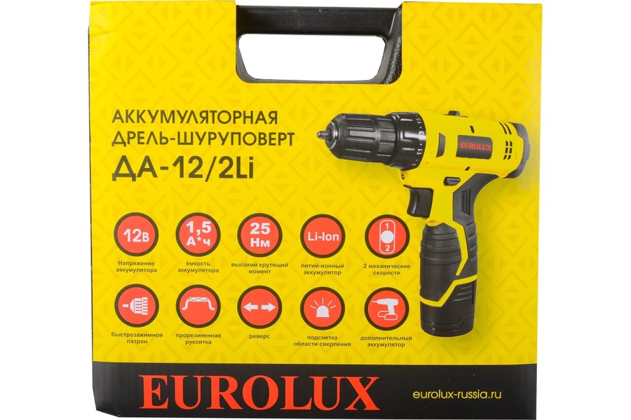 Дрель-шуруповерт аккумуляторная EUROLUX X ДА-12/2Li арт. 72/14/38 