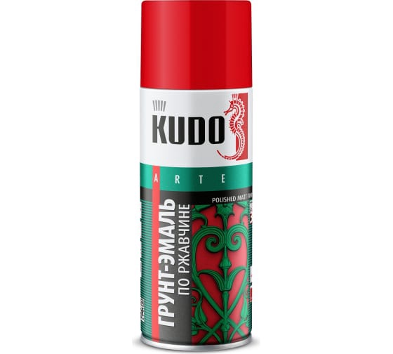 Грунт-эмаль по ржавчине KUDO красная 0,52л арт.RAL3020 