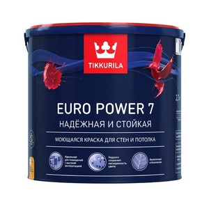 Краска интер,стойкая к мытью EURO POWER 7 A мат, 2,7л арт,700001120 Россия