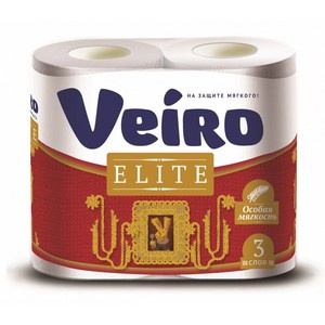 Veiro бумага туалетная Elite белая (3 слоя) 4 шт. 9С34
