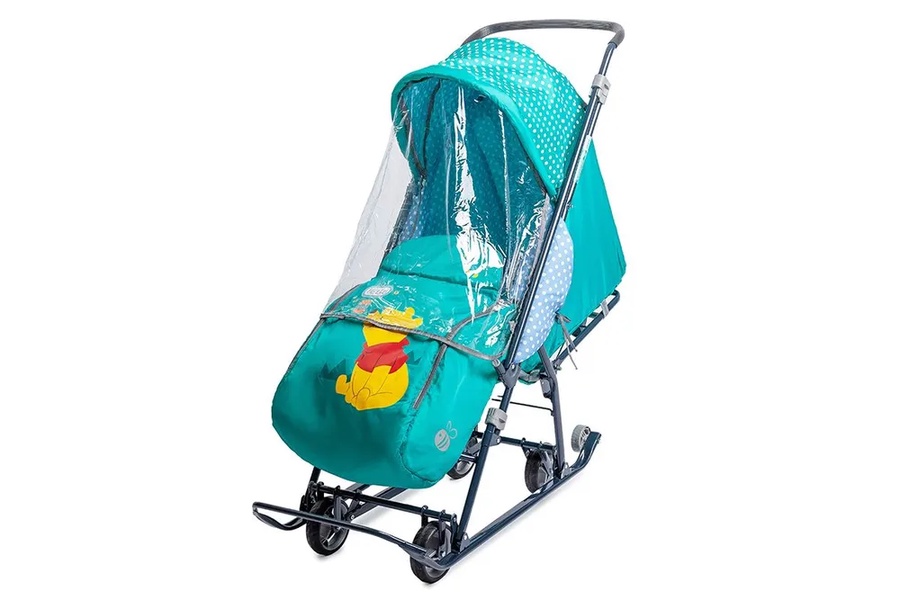 Санки-коляска Ника Disney-Baby 1 Винни и друзья Винни/DB1/2 изумрудный 