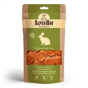 Лакомство для собак AlpenHof Медальоны из филе кролика для мелких собак и щенков, 50 г