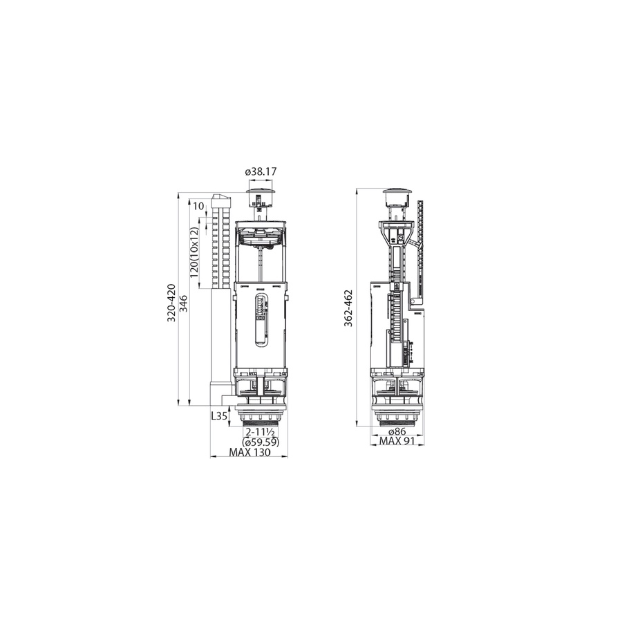 Арматура смывная Optima Home двухуровневая тип А, IDDIS арт. F012400-01K 