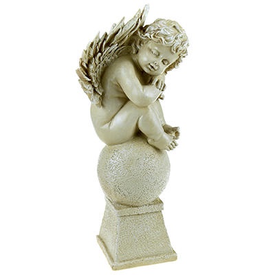 Скульптура для сада Ангел на шаре маленький полистоун 19х38 Россия