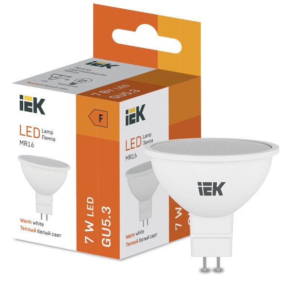 Лампа светодиодная IEK MR16 7 Вт 450lm 3000K GU5.3 