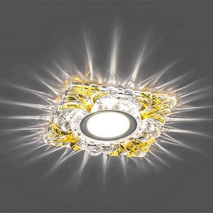Светильник потолочный встраиваемый со светодиодной подсветкой 15LED*2835 SMD 4000K : MR16 50W G5.3, прозрачный-желтый, хром, CD920
