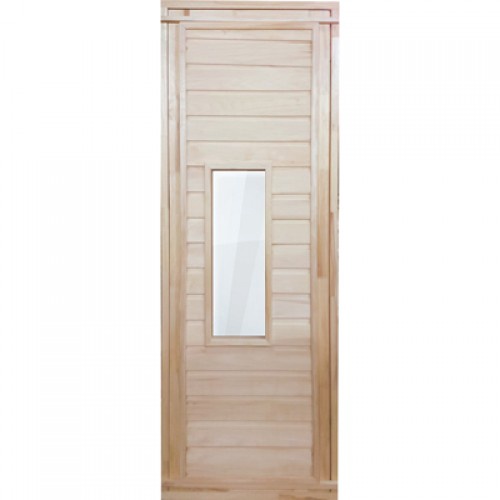 Дверь для бани деревянная 1700х700 мм со стеклом