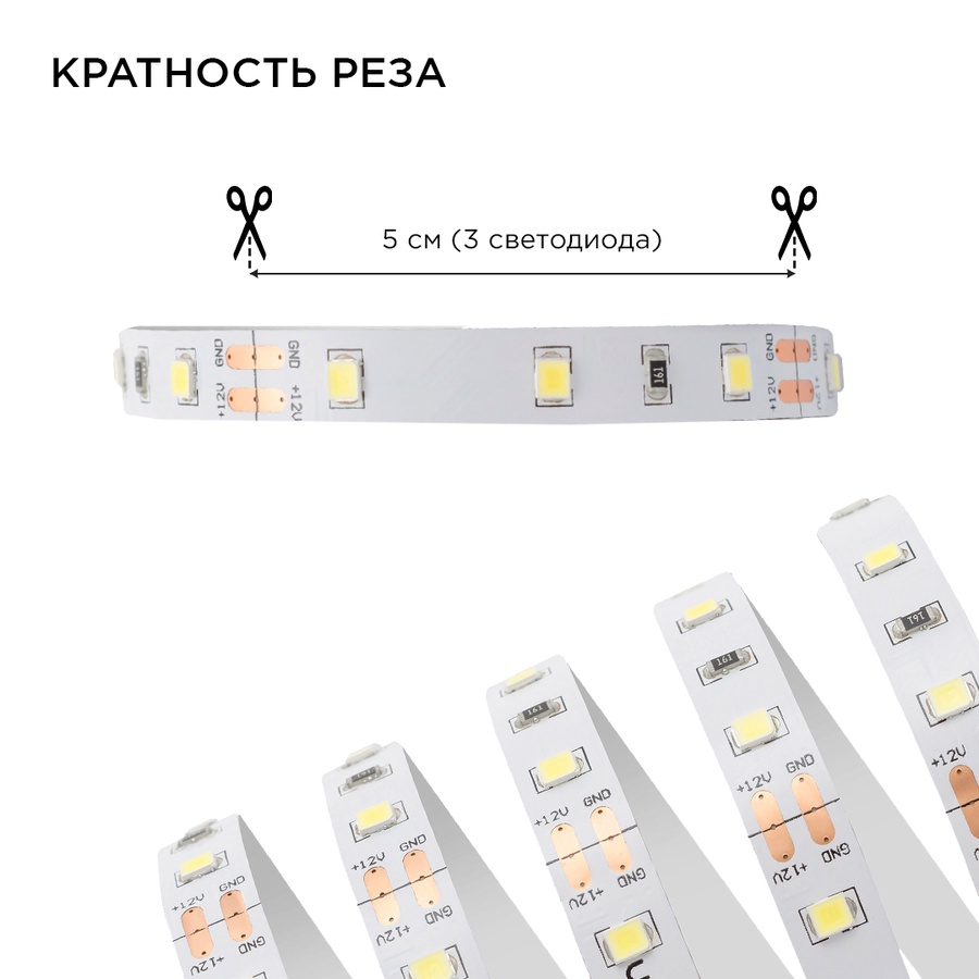 Комплект светодиодной ленты (блок/коннектор) IP20 5 м 12В, 60 д/м арт. 10-10 