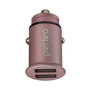 PERFEO Автомобильное зарядное устройство с двумя разъемами USB, 2x2.4А, розовый, "AUTO 2" /50