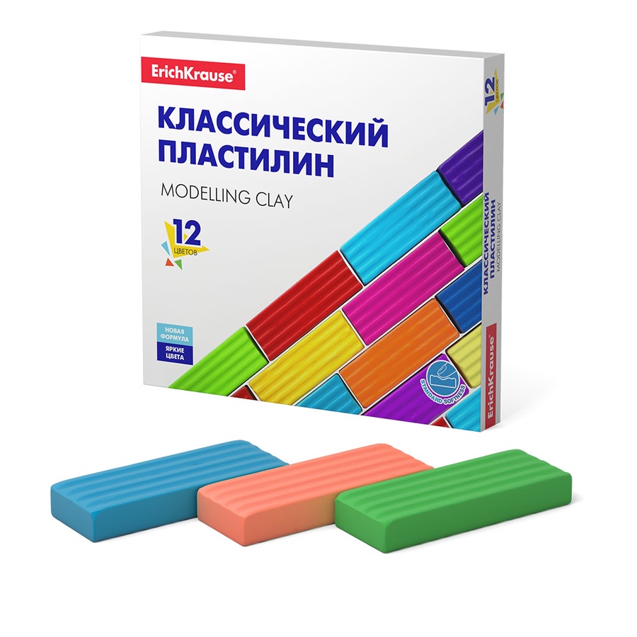 Классический пластилин ErichKrause® Basic 12 цветов, 192г 