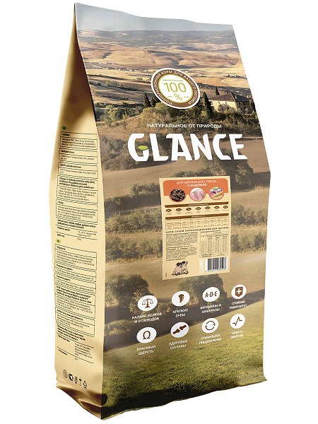 Корм для щенков всех пород сухой Glance с индейкой 20 кг 