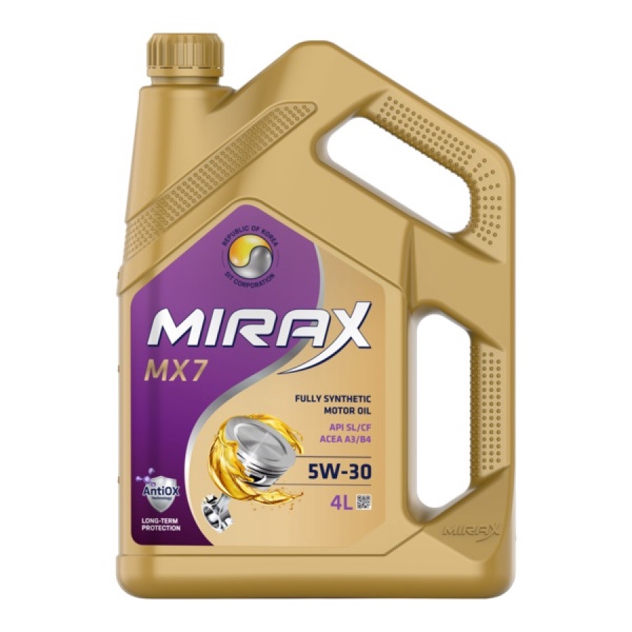 Масло моторное синтетическое Mirax MX7 SAE 5W30 API SL/CF ACEA A3/B4 4 л. (3,372 кг.) 