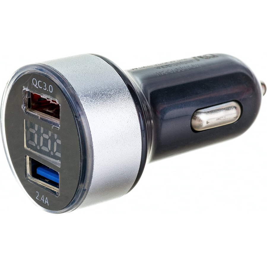 Зарядное устройство автомобильное для телефона DSV USB с вольтметром арт.R77005