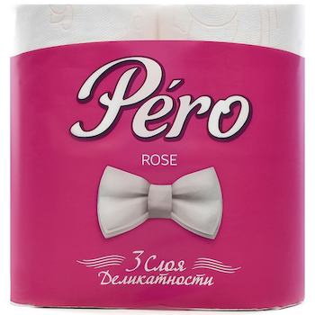 Бумага туалетная PERO ROSE 3сл белая 4шт 