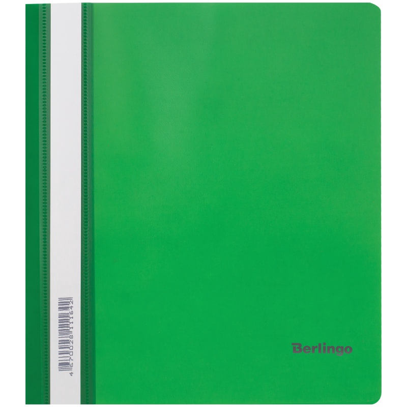 Папка-скоросшиватель пластик Berlingo, А5, 180мкм, зеленая с прозр верхом, индив ШК