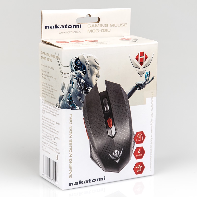 Мышь игровая Nakatomi Gaming MOG-085U mouse 6кнопок + ролик USB черная 