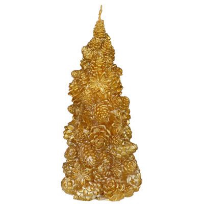 Свеча фигурная в виде елки СНОУ БУМ золотая 20,5х10,5 см парафин арт. 396-871 
