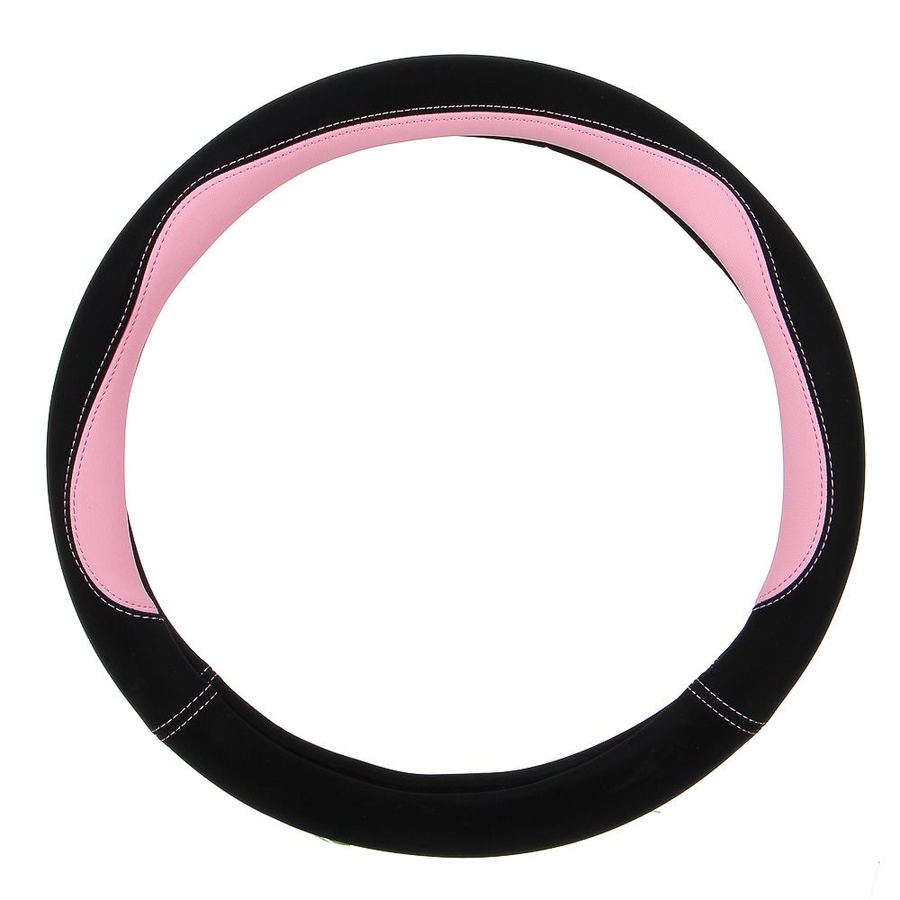 Оплетка руля, эко кожа со вставками, розовый/черный, размер М арт. 708-137 