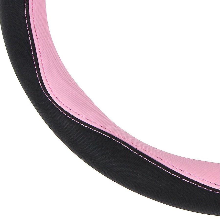 Оплетка руля, эко кожа со вставками, розовый/черный, размер М арт. 708-137 