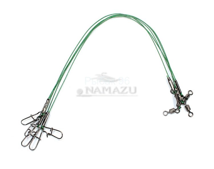 Поводок NAMAZU Leader 1х7 Nylon Coated Green 0,39х30 см сталь 3 шт арт. N-LS39-30BH1/0L 