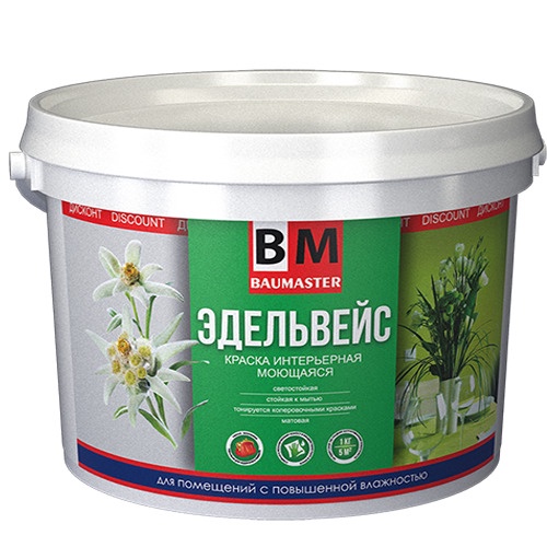  Краска “BAUMASTER” ЭДЕЛЬВЕЙС интерьерная моющаяся 2,5 кг
