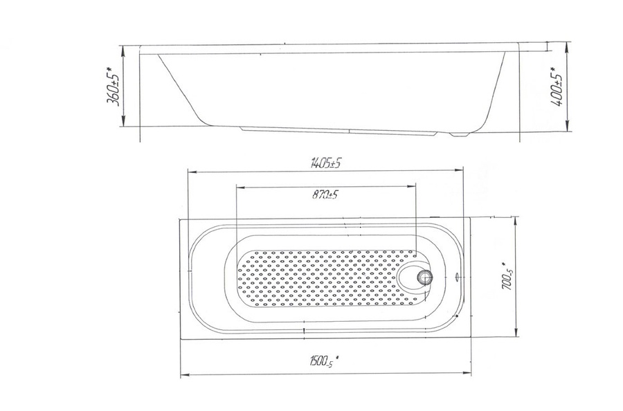 Ванна акриловая Cersanit Build 150х70 арт. WP-BUILD-150-W 