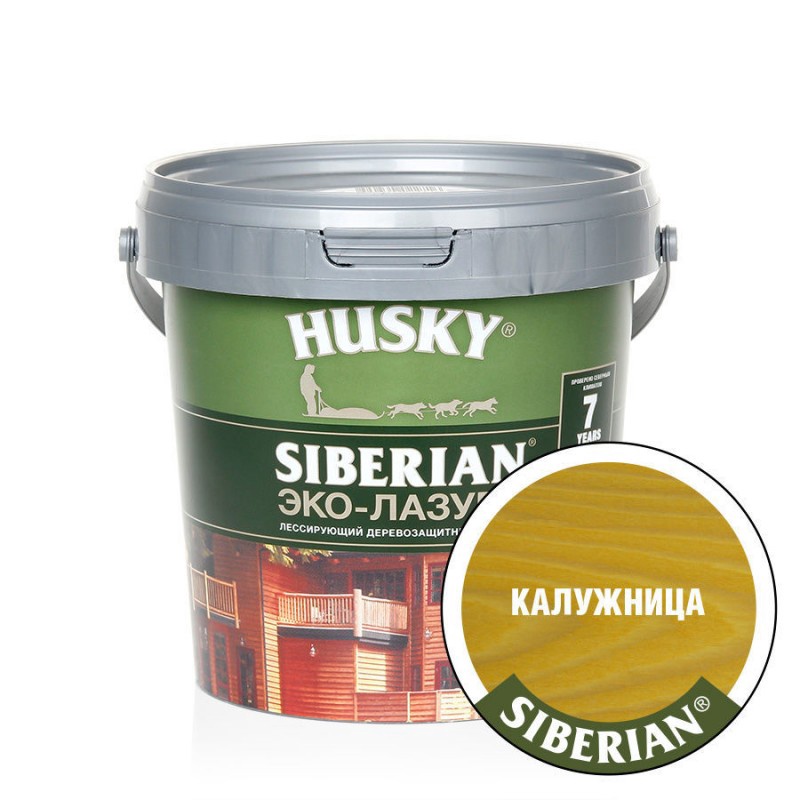 Эко-Лазурь для дерева HUSKY SIBERIAN полуматовый, калужница (сосна) 0,9 л. 