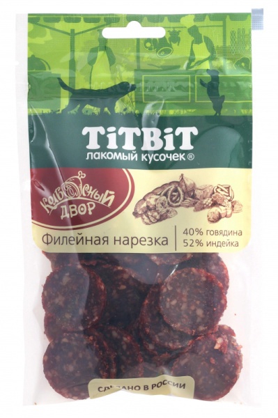 Лакомство для собак TiTBiT Нарезка филейная колбасный двор 80г 