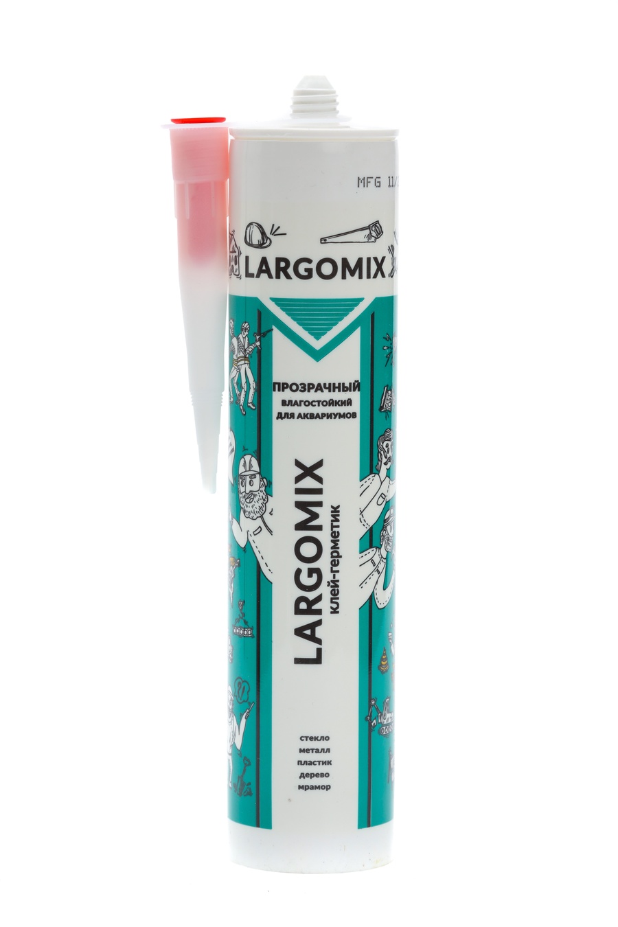 Клей-герметик LARGOMIX для аквариумов (влагостойкий) прозрачный, 280 мл. арт. LRX020