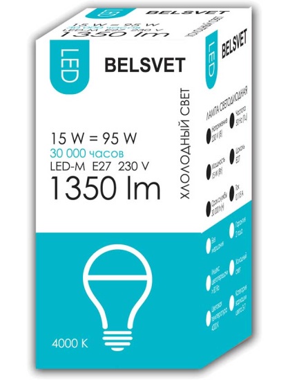 Лампа светодиодная BELSVET LED-M Груша А65 15В 4000К Е27 