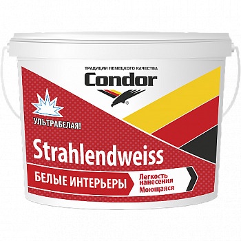 Интерьерная краска на водной основе Condor
Strahlendweiss 1,5 кг