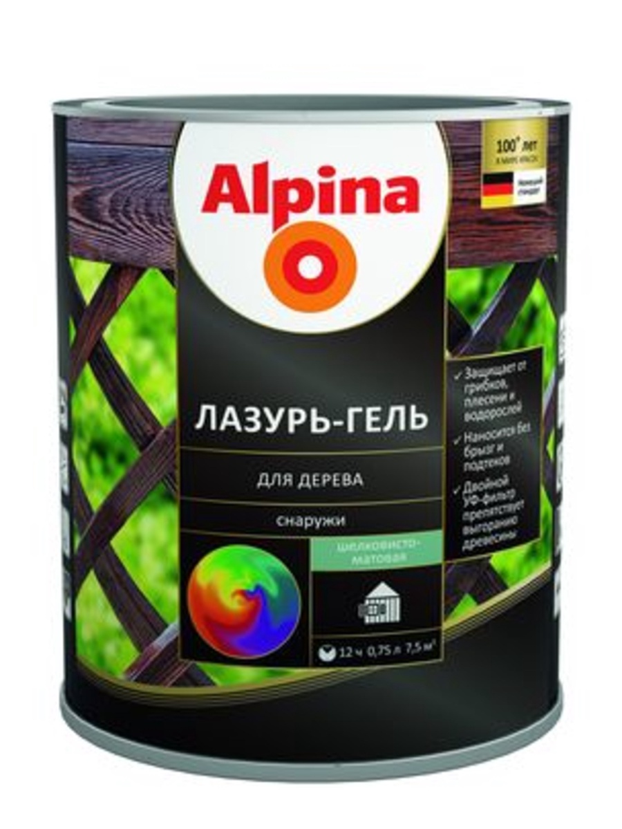 Средство защитно - декоративное Альпина Лазурь-гель для дерева кедр 2,5 л