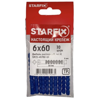 Дюбель распорный STARFIX 6х60мм 10шт арт. SMZ1-41782-10 